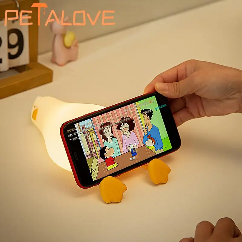 Silicone Cute Duck Night Light Kawaii Bedside Lamp for Kids Touch Sensor Nightlight Home Baby Nursery Decor Gift