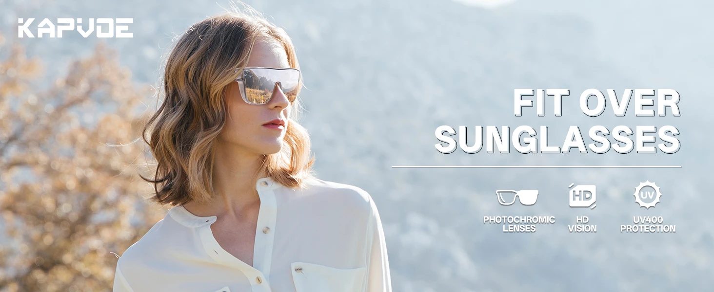 KAPVOE Neue Fitover Sonnenbrille UV400 Schutz Über Brille Träger Übergroße Quadratische Brille Männer Frauen Radfahren Laufen Gläser – Detail 1