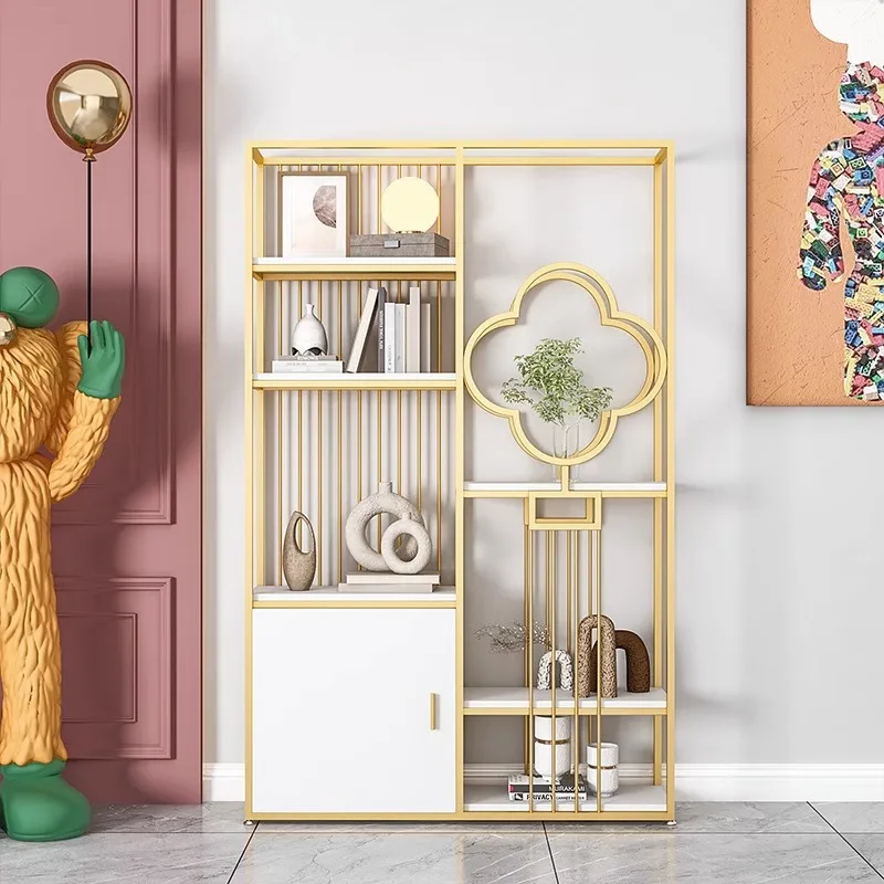 Rak Besi Tempa Mewah Ringan Rak Display Lantai Multi Lapis Rak Dekoratif Partisi Kantor