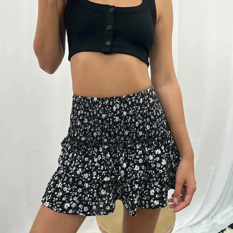 Saia feminina plissada com plissado estampado, moda sexy, saia vintage para senhoras, venda quente