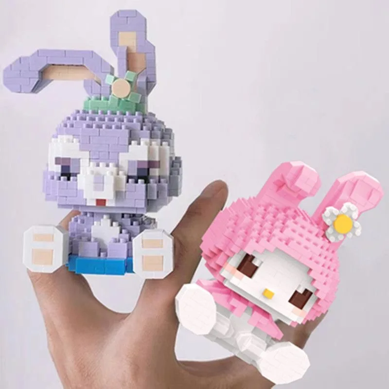 Bloques de construcción de Hello Kitty para niños, juguetes ensamblados, adorno decorativo, figura de Anime Sanrio, modelo Kuromi, regalo de