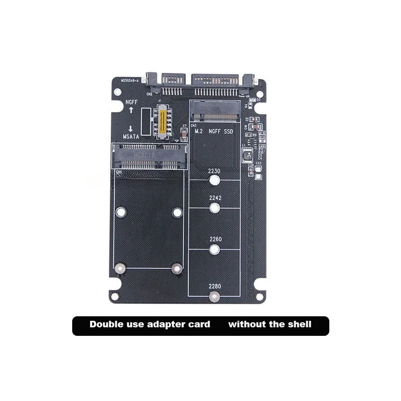 M.2 تحويل SSD الحالة الصلبة إلى Sata3 صندوق القرص الصلب الخارجي Ngff Msata إلى بطاقة تحويل المنفذ التسلسلي ذات الاستخدام المزدوج اثنين في واحد