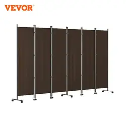 VEVOR 6 Panel Room Divider 6 FT Freestanding & Folding Privacy Screen w/ Swivel Casters & Oxford Bag Partition for Office Home