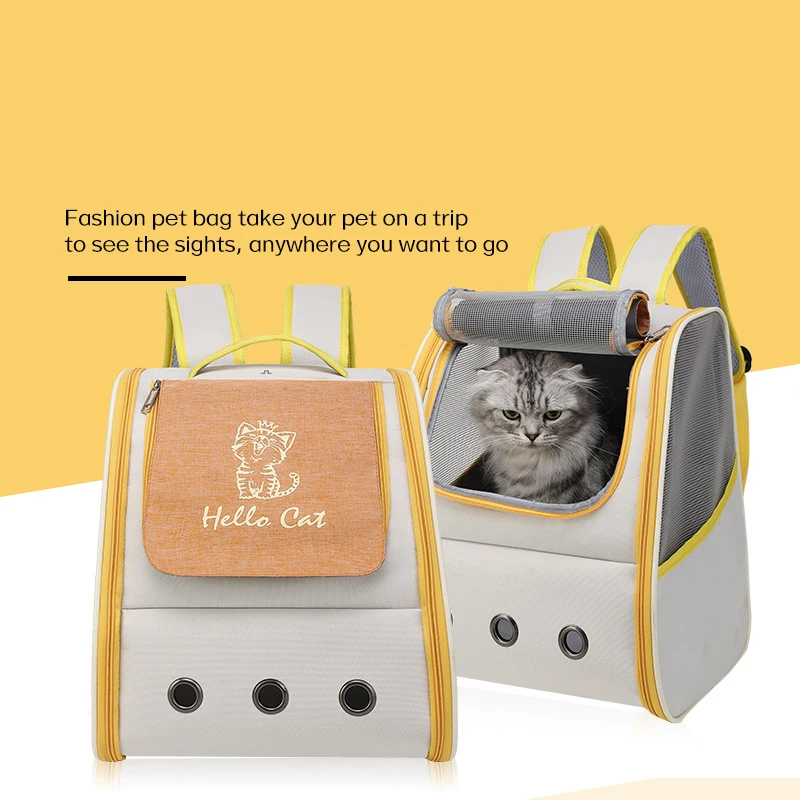 Pet Cat Carrier Backpack Breathable Portable Travel Backpack Tulle Oxford Fabric Handbag Breathable Security Pet Travel Bag