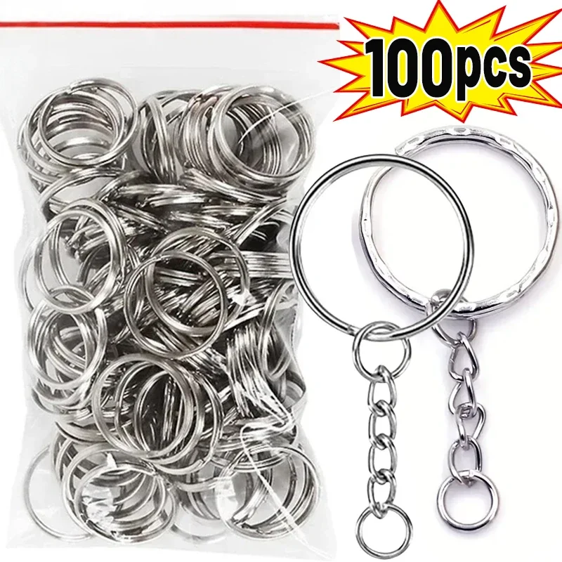 Porte-clés vierge en métal plaqué argent, anneau fendu, porte-clés, matiques, bijoux de bricolage, accessoires de porte-clés exécutifs