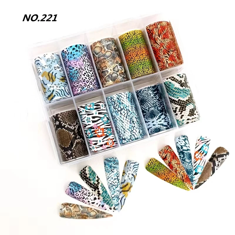 10 Roll Designer Logo Nail Art Transfer Foil Set Luxury Brand and Butterfly Nail Art Foil Transfer Stickers 4*100cm