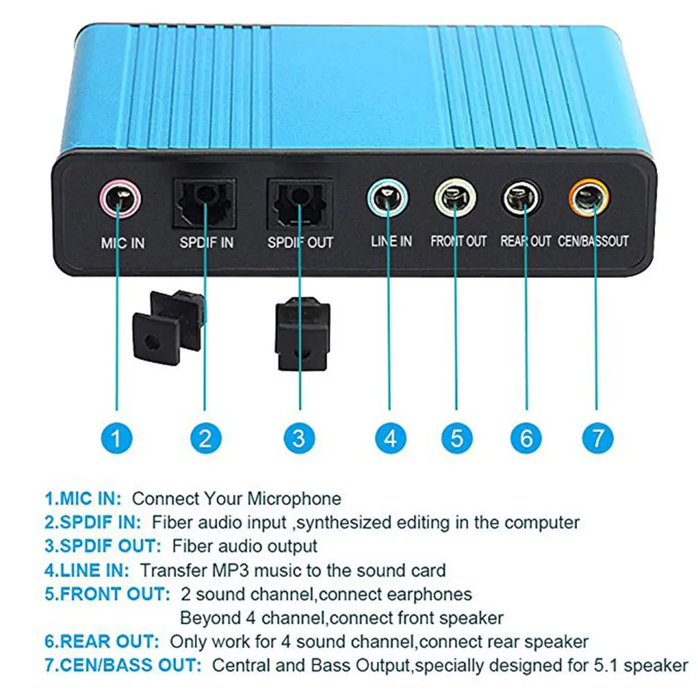 USB Sound Card 6 Channel 5.1 Optical External Game Recording Audio Card Converter CM8206 Chipset for Laptop Desktop Dropshipping