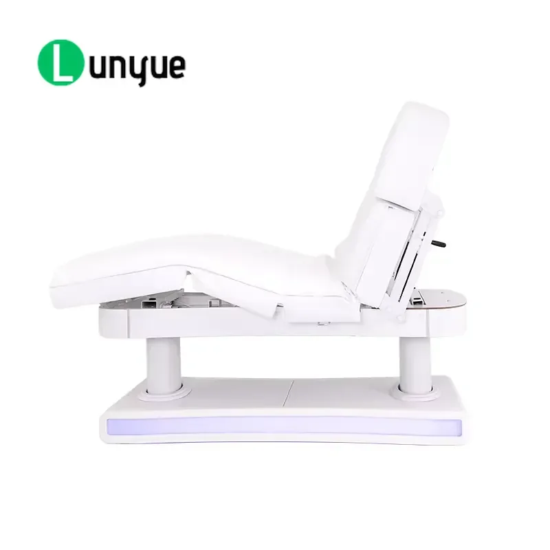 4 Motor Electric Heated Massage Bed with Adjustable 5 Color LED Lights High Density Sponge for Spa Beauty Treatment