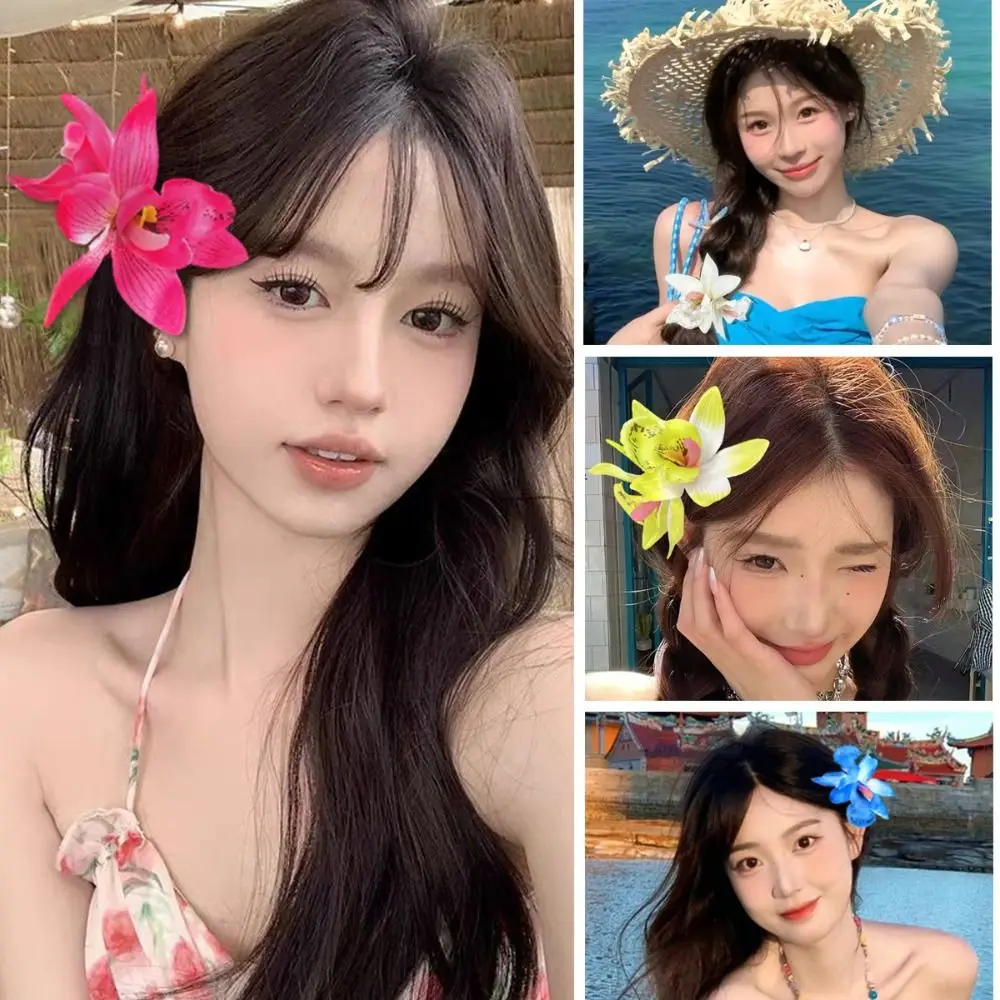 زهرة محاكاة زهرة مشبك شعر القماش المشابك السحلية منقار البط كليب ذيل حصان كليب إكسسوارات الشعر دبابيس الشعر الكورية نمط