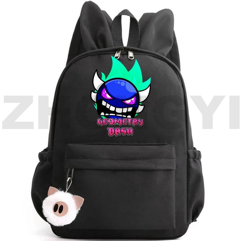 

Angry Geometry Dash Kawaii Backpack Mini Rucksack Kindergarten Cartoon Canvas School Bag Fashion Travel Mochila Women Bookbag