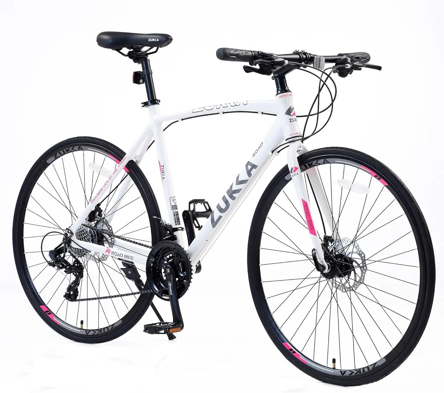 ZUKKA 700C Road Bike for Adult 24-Speed Unisex Hybrid Road Bicycle Alloy Frame Dual-Disc Brakes Multiple Colors