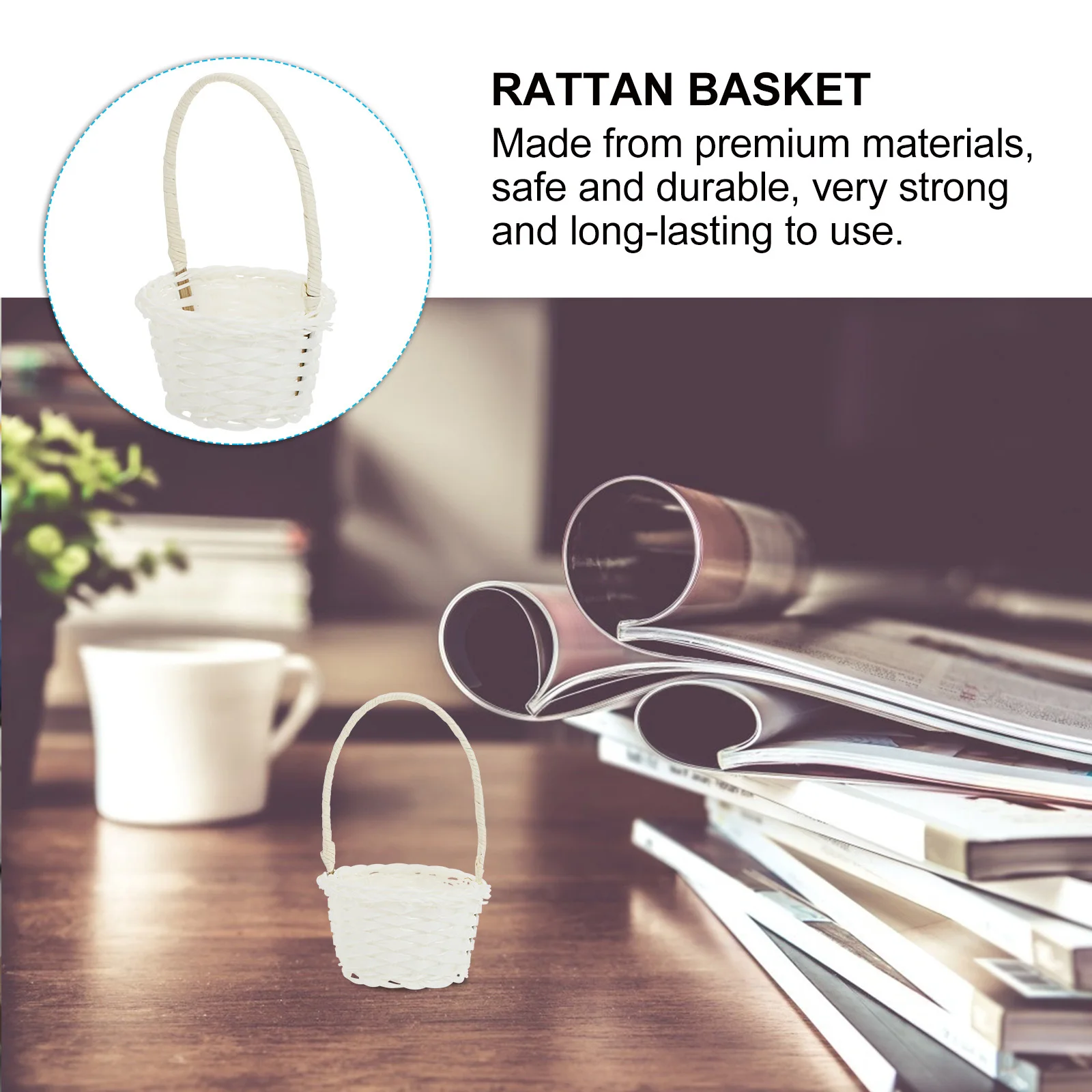 

6Pcs Rattan Storage Basket Durable Multi Purpose Home Kitchen Picnic Woven Straw Basket Decorative Country Style Hamper