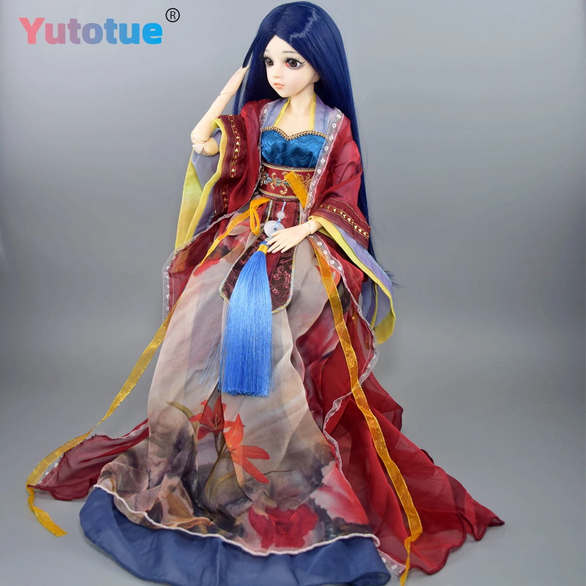 Lalka YUTOTUE o wysokości 60 cm w stylu starożytnym, dziewczynka z długą peruką, ręcznie robione ubranka, zestaw lalki BJD.