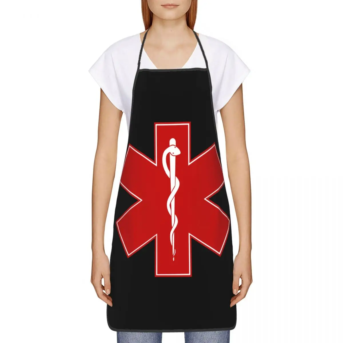 Emt Star Of Life Bib Aprons Women Men Unisex Kitchen Chef Emt Paramedic Medical Tablier Cuisine for Cooking Baking Painting