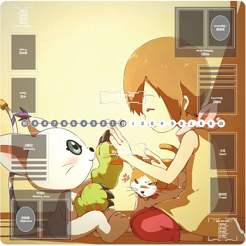 แผ่นรองการ์ดสองด้าน Digimon DTCG ลาย War Greymon และ Tailmon สำหรับการ์ดเกม แผ่นรองการ์ดต่อสู้ ของสะสมอนิเมะ ของเล่นแอคชั่นฟิกเกอร์ ของขวัญ