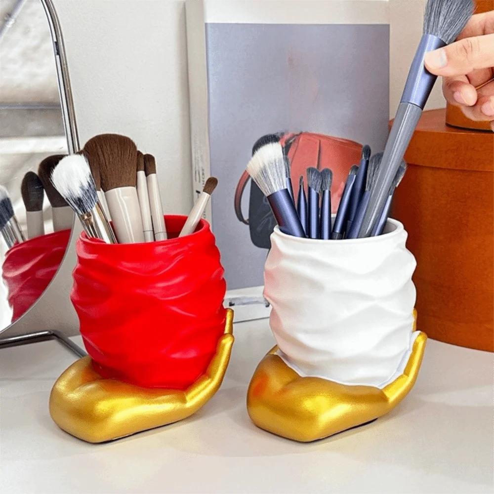 Creative Hand-Held Heart Pen Holder Desktop Decoration Multi Functional Makeup Brush Cylinder Large Capacity Storage Box