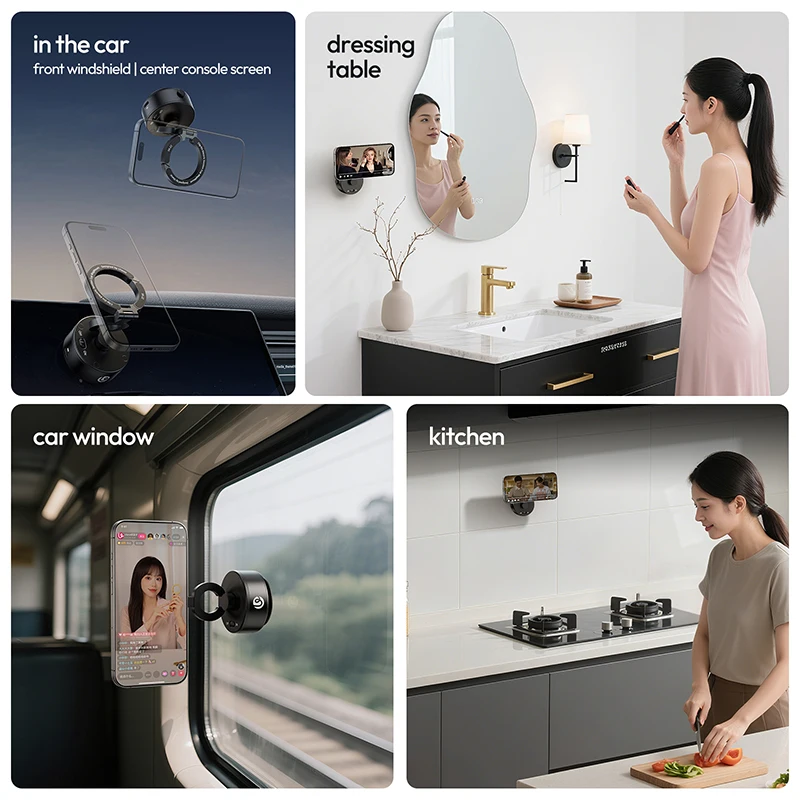 Ulanzi SK-22 كوب شفط كهربائي بمشبك MagMount 360 °   دوران لنافذة السيارة، طاولة تزيين المطبخ، التصوير الفوتوغرافي للهواتف الذكية