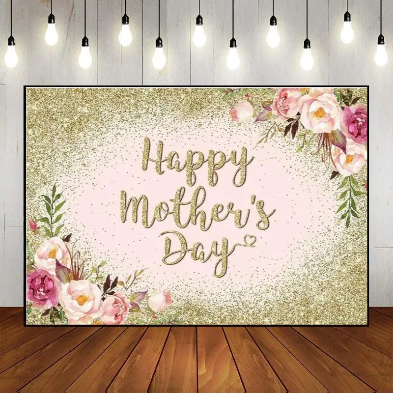 Floral Love Decoration Pink Carnation Mother's Day Party Theme Backdrop Flowers Banner Family Rose Wall Custom Photography Photo