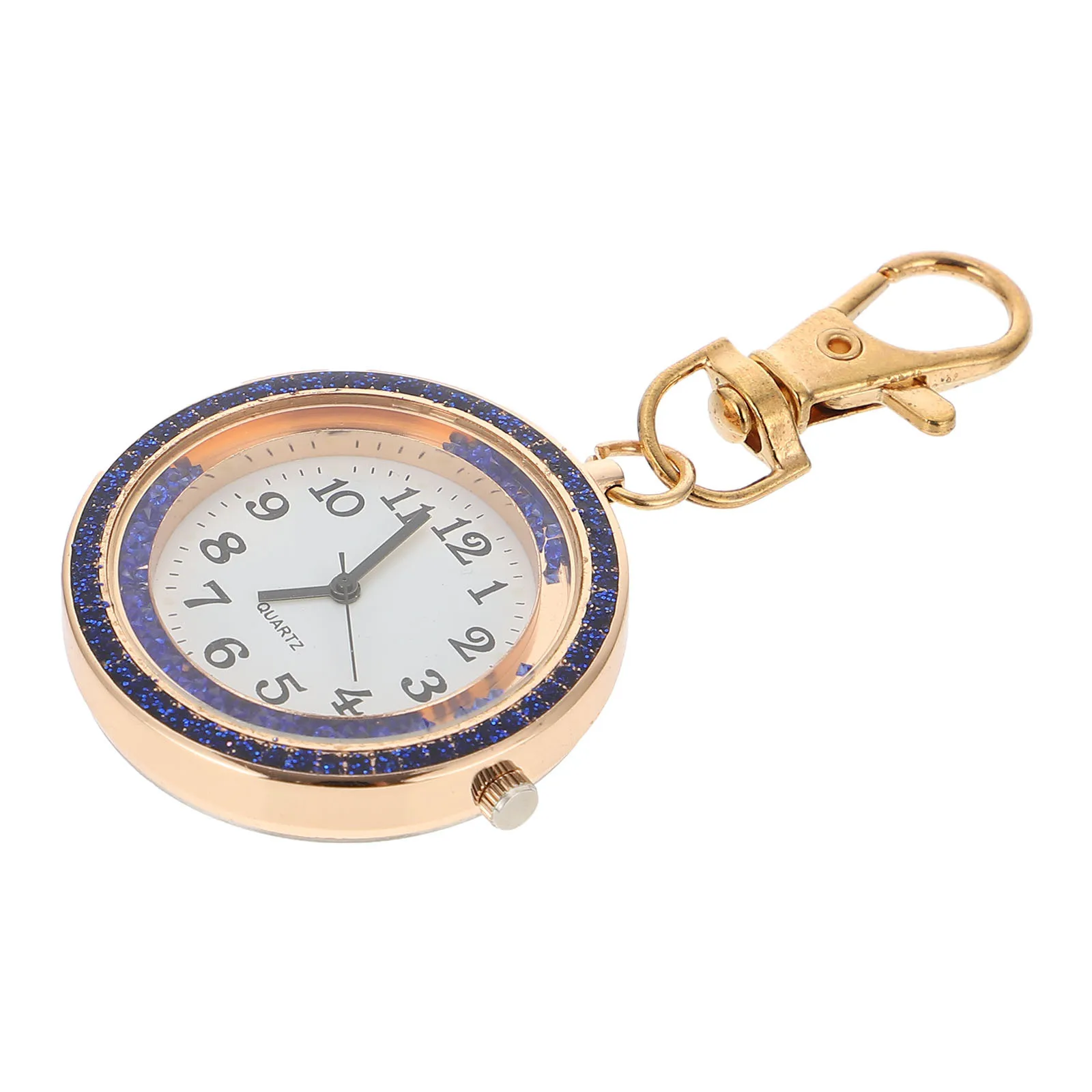 1pc Rhinestone Pocket Watch Hanging Keychain Quartz Nurse Doctor Gift Pendant Timepiece Unisex Student Portable Watch