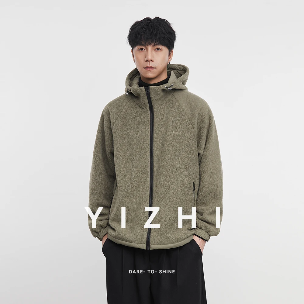 Fashion Men's Casual Full Zip Hooded Teddy Jacket 2025 Winter New Fleece Outerwear Comfortable Soft Long Sleeve Coat Top