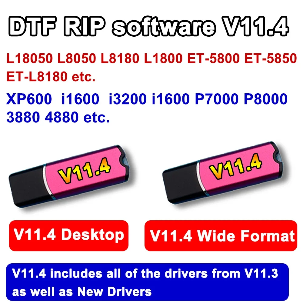 

11.4 V11.4 RIP Dongle Key DTF software For Epson desktop/Wide Format L18050 L8050 L1800 ET 5800 ET 5850 XP600 i3200 i1600 P7000