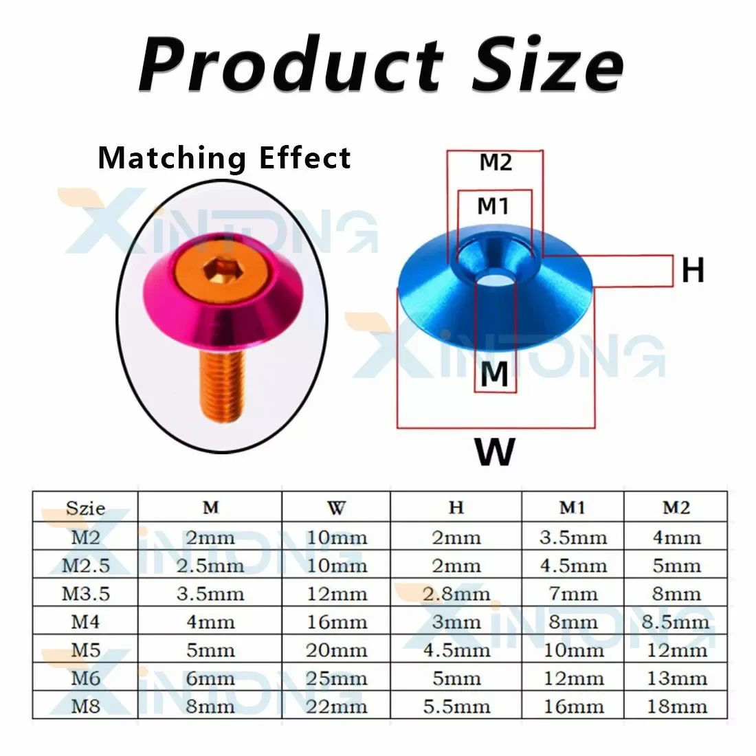 2~5Pcs M2 M2.5 M3.5 M4 M5 M6 Countersunk Washer Aluminum Alloy Flat Head Screw Washers For Screw Bolts