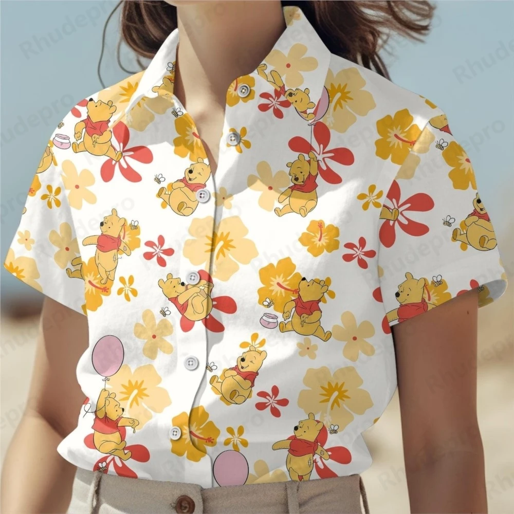 

Disney Winnie the Pooh Tigger Women's Shirt Casual Short Sleeve Hawaiian Shirt 2025 Cartoon Summer Fashion Holiday Beach Shirt