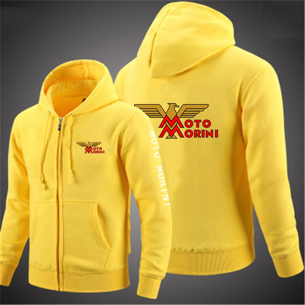 2024 primavera autunno uomo Moto Morini Logo stampa popolare manica lunga tinta unita cerniera allentata felpe con cappuccio in cotone di alta qualità