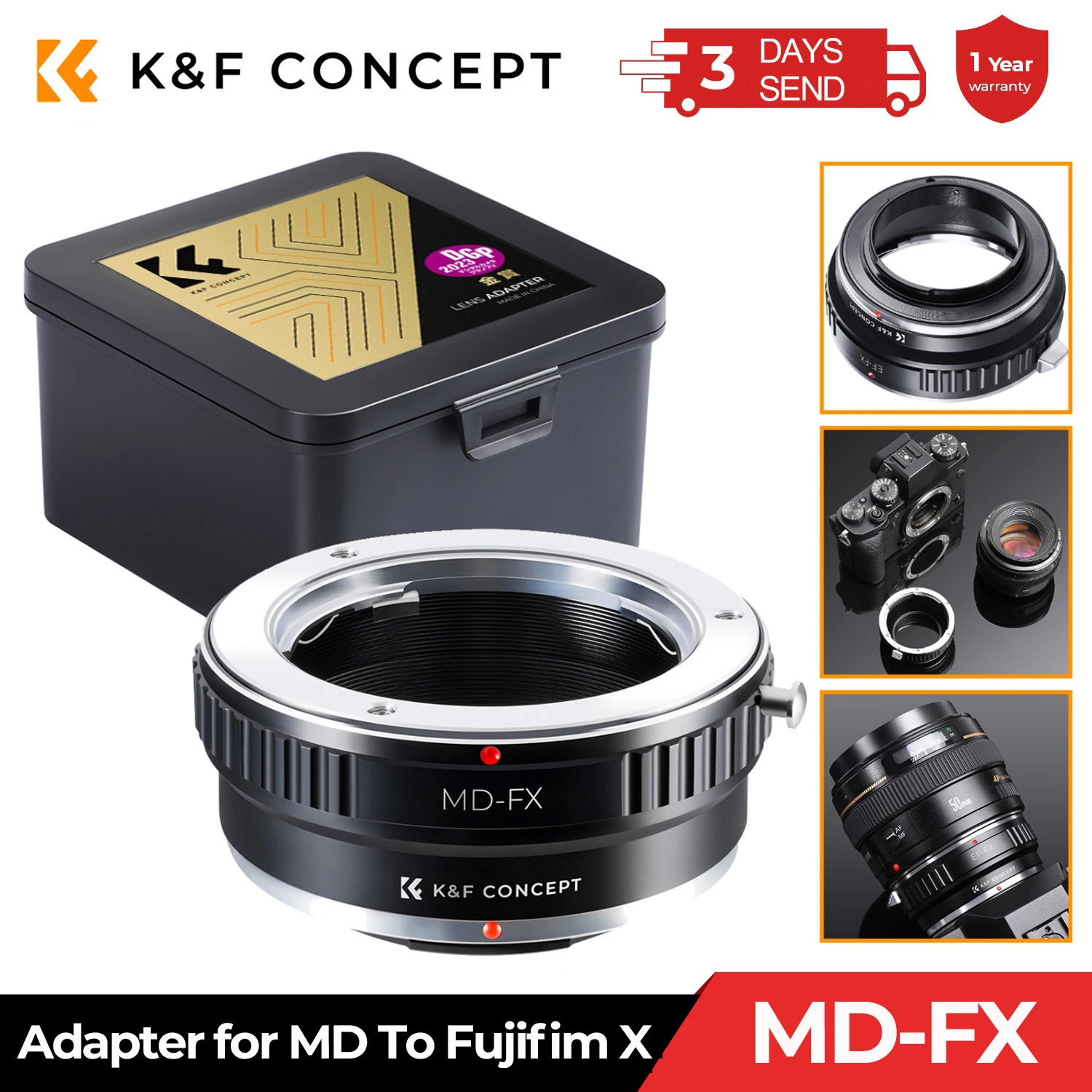 

K&F CONCEPT MD-FX Camera Lens Adapter Ring For Minolta MD MC Mount Lens to for Fujifilm X Mount X-Pro1 Camera Body