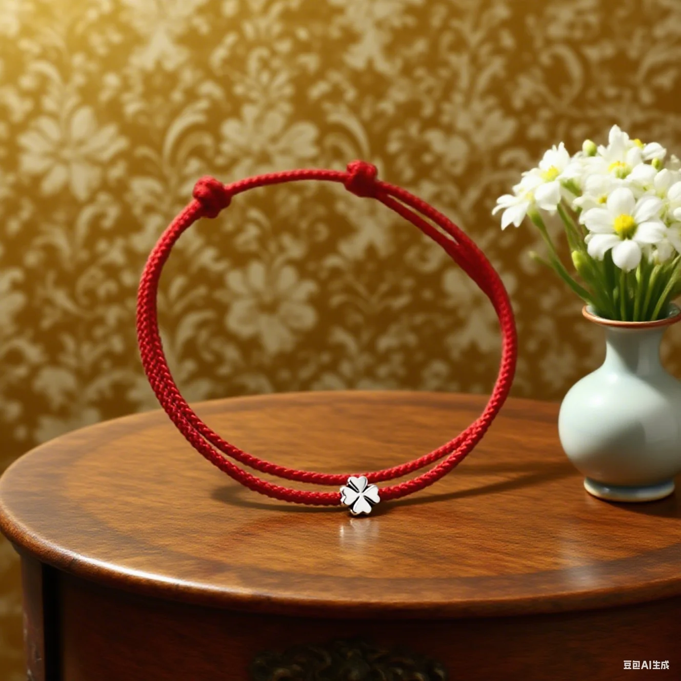 Pulseira de mini corda de trevo de quatro folhas Lucky Red Handmade Corda Charm Pulseira