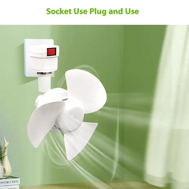   E27 Ceiling Fan 360 Degree Adjustment Low Noise Electric Fan Indoor Cooling Fan