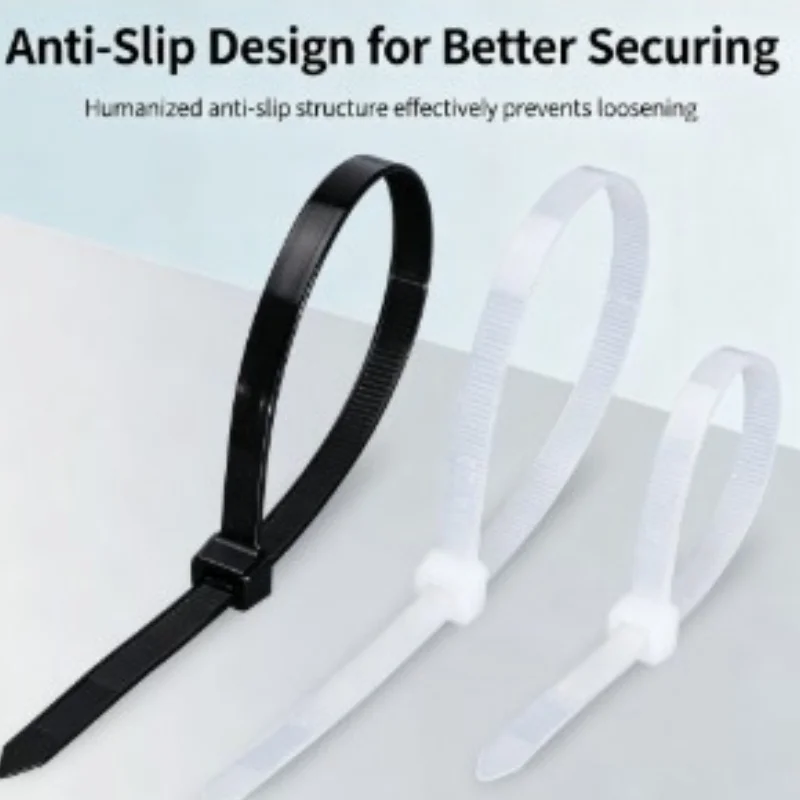 50/100pcs Nylon Zip Tie Self-Locking Rope Zip Tie Adjustable Cable Fastening Zip Ties Home Office Wire Sorting Zip Ties