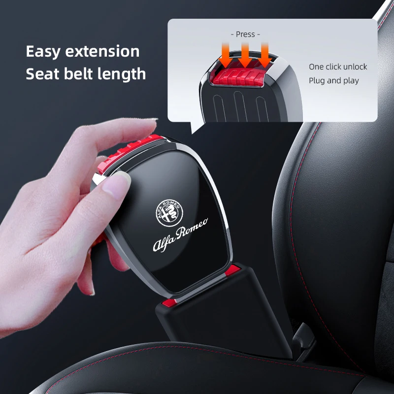 Extensor de cinturón de seguridad para coche, extensor de hebilla de Metal para Alfa Romeo 156 159 147 4C 8C 166 Giulia Giulietta Mito Stelvio Spider GT