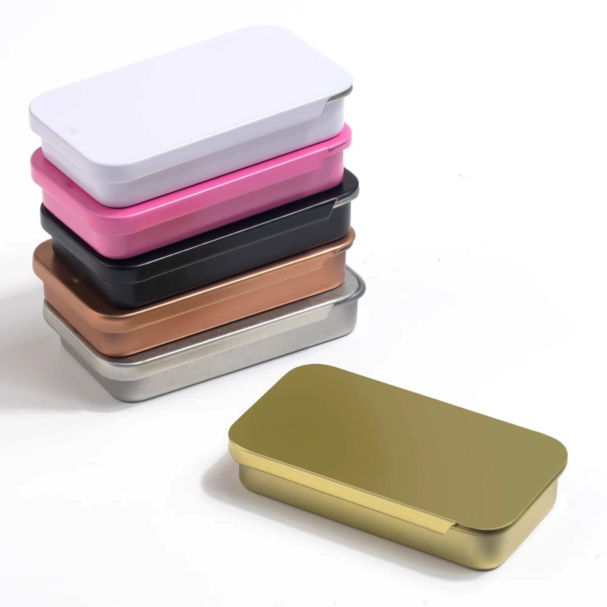 Mini Iron Box Slide Rectangular Empty Tins Storage Box Wedding Jewelry Pill Cases Tin Boxes Container Cosmetic Organizer