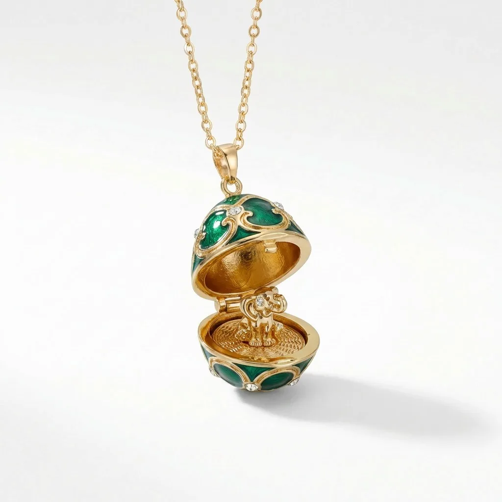 Enamel Necklace Copper European American Necklace Openable Pendant Necklace Egg Shaped For Festival Gift Holiday Dates Friend