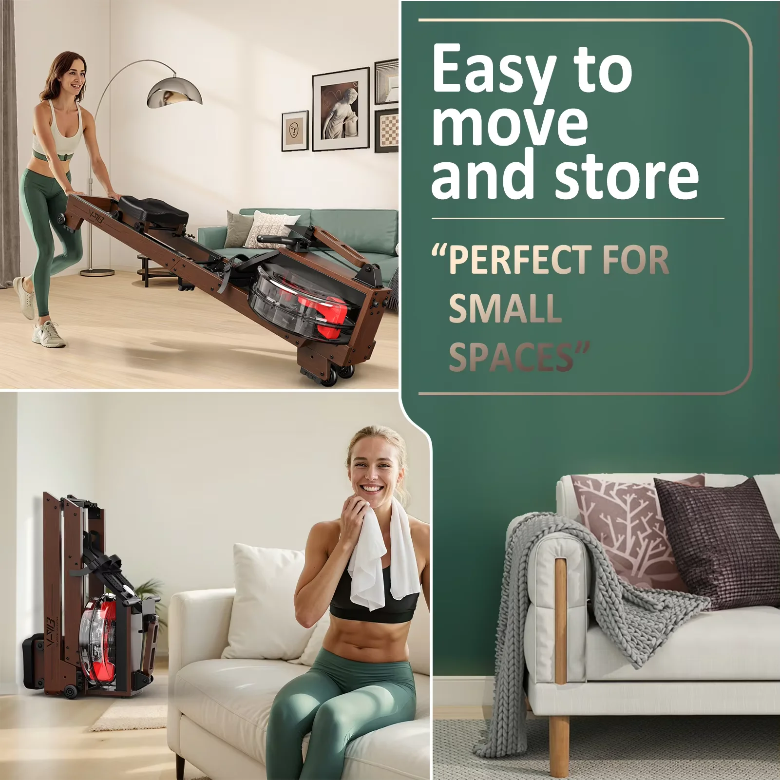 ماكينة تجديف خشبية قابلة للطي V-W3، بلوتوث، قابلة للطي، للمستخدمين 1.2–2 م، بحد أقصى 175 كجم #3