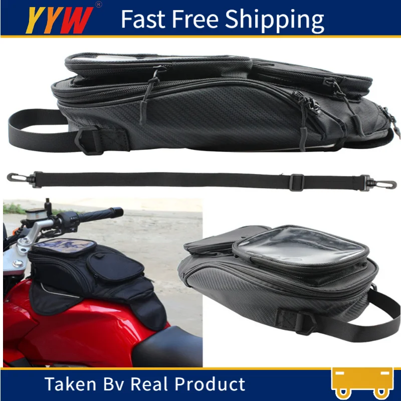 

Motorcycle Fuel Tank Bag For Magnetic Black Oxford Multifunction large Capacity Motorbike Saddle Bag For Phone Screen Can See