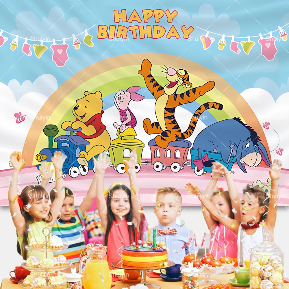 Winnie The Pooh Hintergrund Tigger Kindergeburtstag Party Dekore Willkommen Baby Neugeborene Babyparty Fotografie Hintergrund Fotobanner
