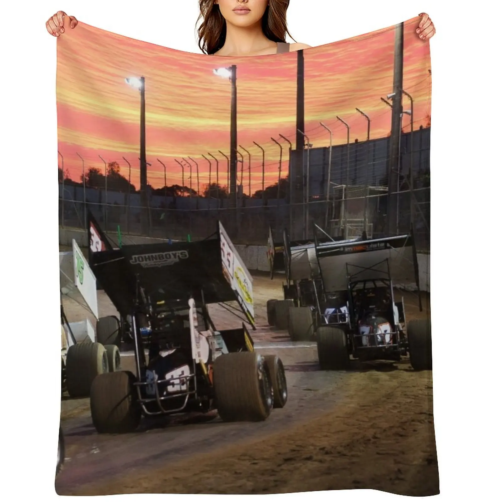 

Sunset at the Speedway track. Throw Blanket Hairy warm for winter Beach Blankets