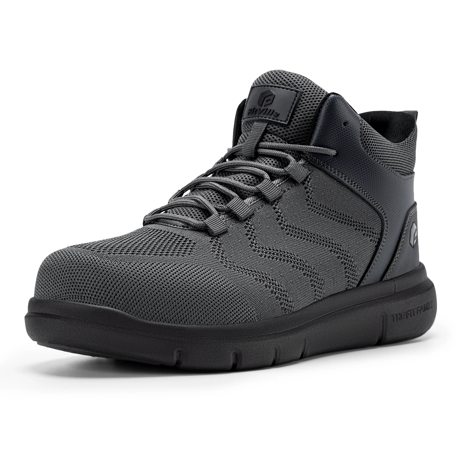 

FitVille Wide Work Boots for Men Composite Indestructible Steel Toe Protect Safety Boots Anti-slip High Top Work Shoes for Men
