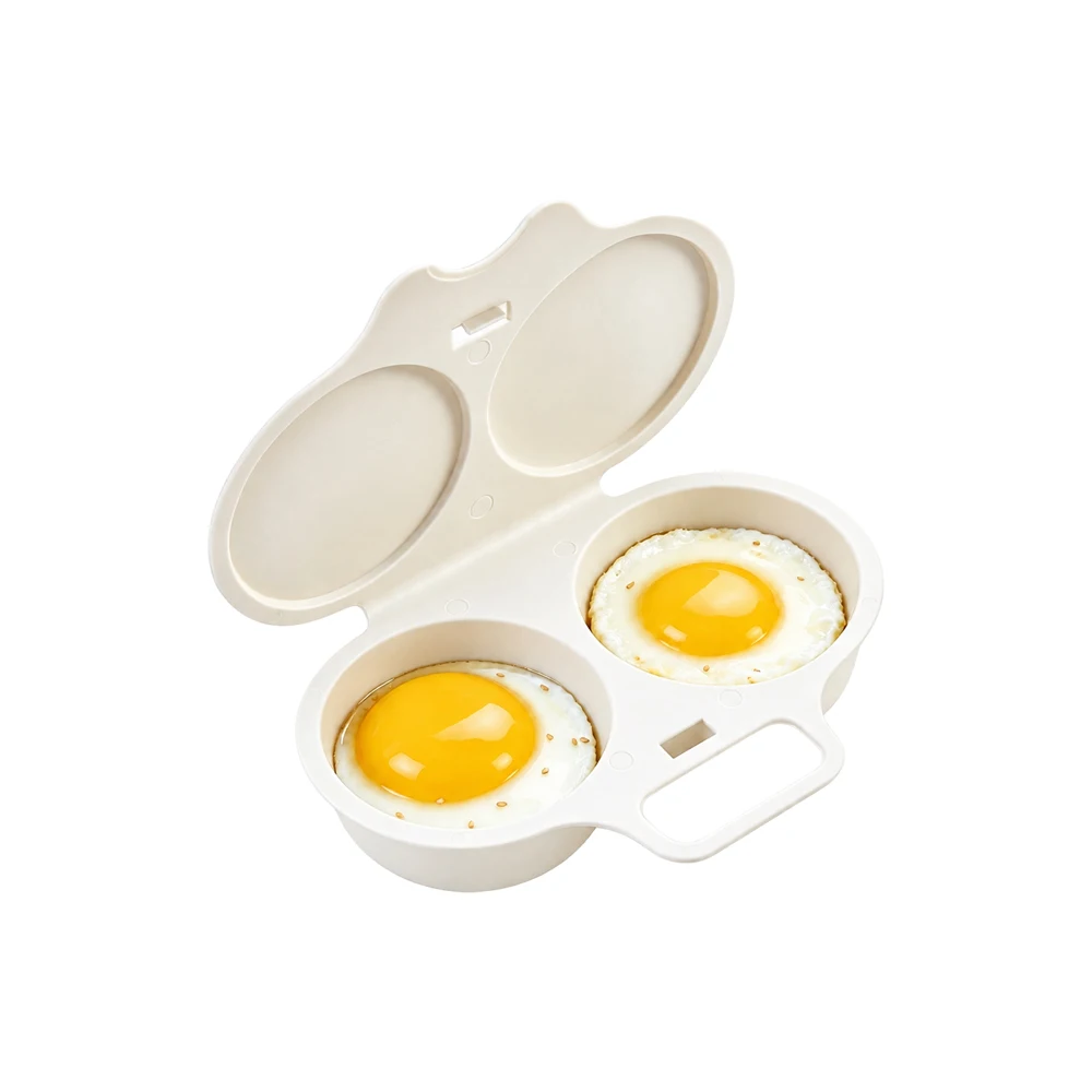 Aoifn voedselveilige plastic eierkoker voor de magnetron, hittebestendig, keukenkookvorm, eierfrituurpan, gemakkelijk schoon te maken, doos voor gestoomde eieren