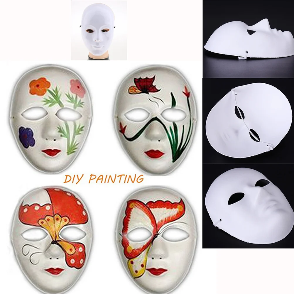

4pcs Paper Pulp Diy Blank White Masks For Adult Face Painting Halloween Costume Party Scary Ghost Mask Masquerade Carnival Props