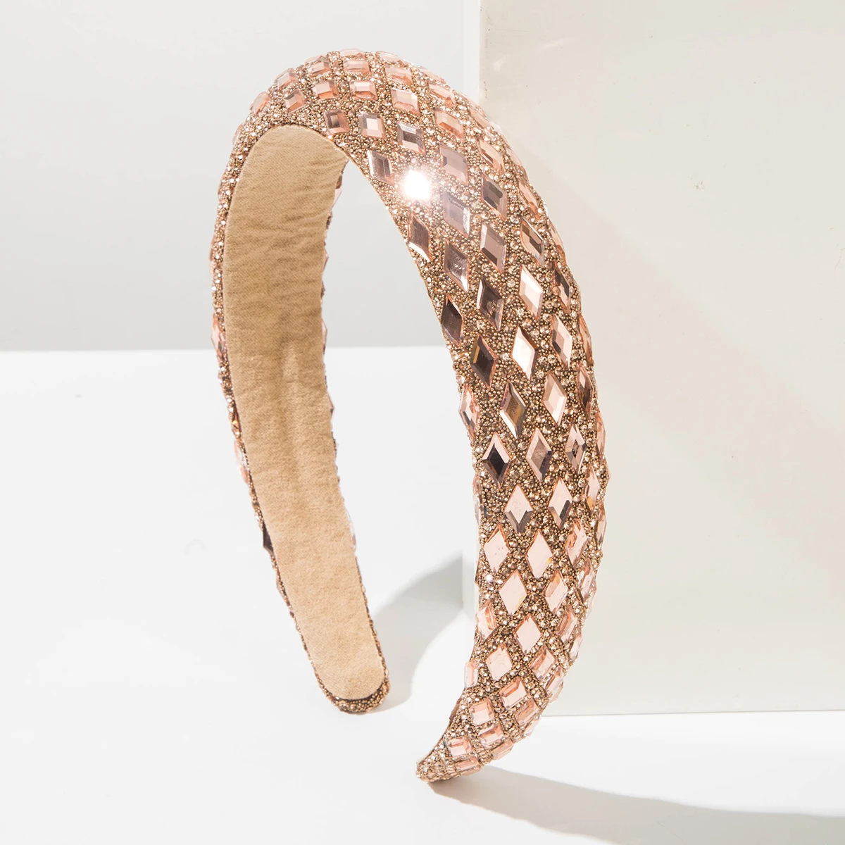 Solid Color Super Flash Inlaid With Diamonds Wide Edge Headband For Women's Daily Versatile Outdoor Hair Accessories