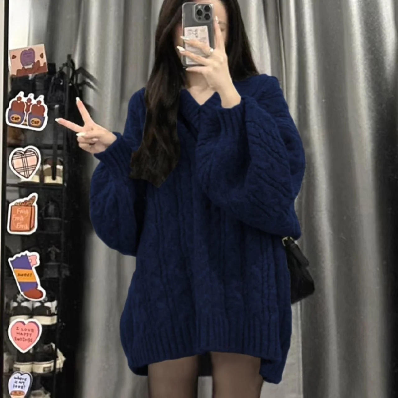 Plus size feminino malha v-ne camisola solta ajuste outono inverno quente thiened longo sve cor pura borla design topo