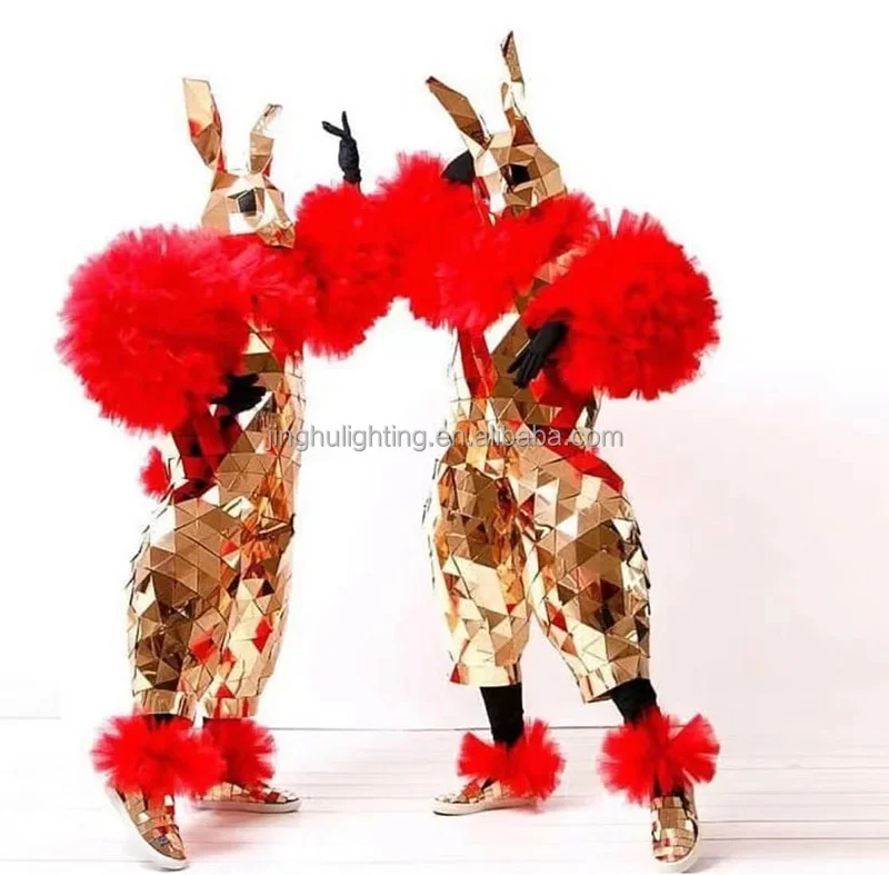 red blue rabbit mirror costume MEN WOMEN halloween party cosplay costumes  Stage show outfit