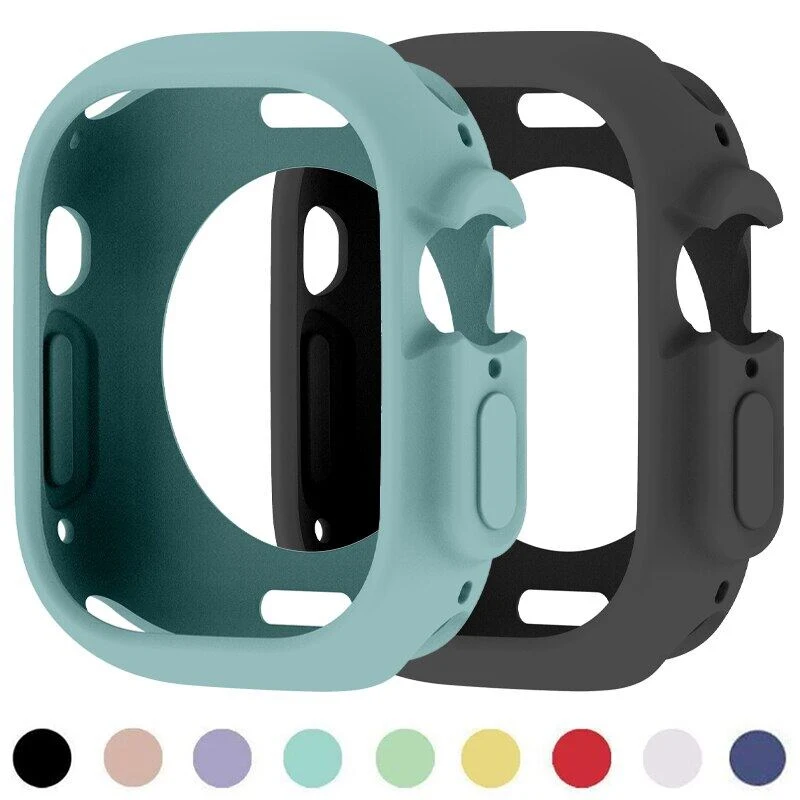 เคสซิลิโคนนิ่มสำหรับ Apple Watch9ฝาครอบป้องกัน8 ultra 49มม. 45มม. สำหรับ iWatch Series 7 6 5 4 SE 40 44 41มม. กันชน