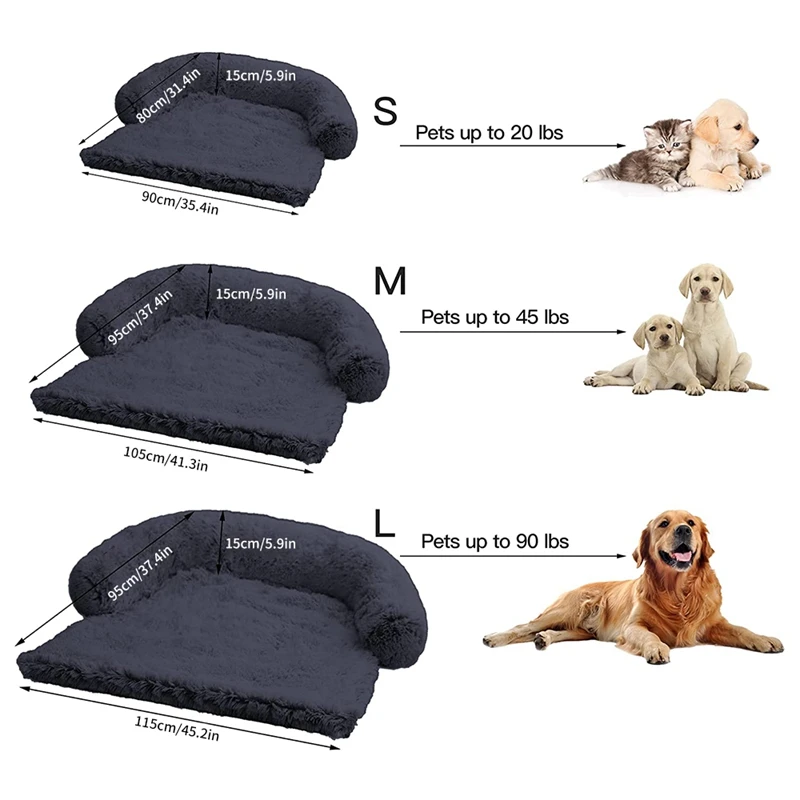 Dog Bed Sofa Large  Dogs Pet House Sofa Mat Long Plush Warm Kennel Pet Cat Puppy Cushion Washable Blanket