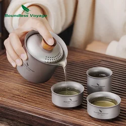 Boundless Voyage Titanium Double Wall Tea Maker Ultralight Outdoor Camping Portable Tea Pot Coffee Beer Cup Portable Drinkware