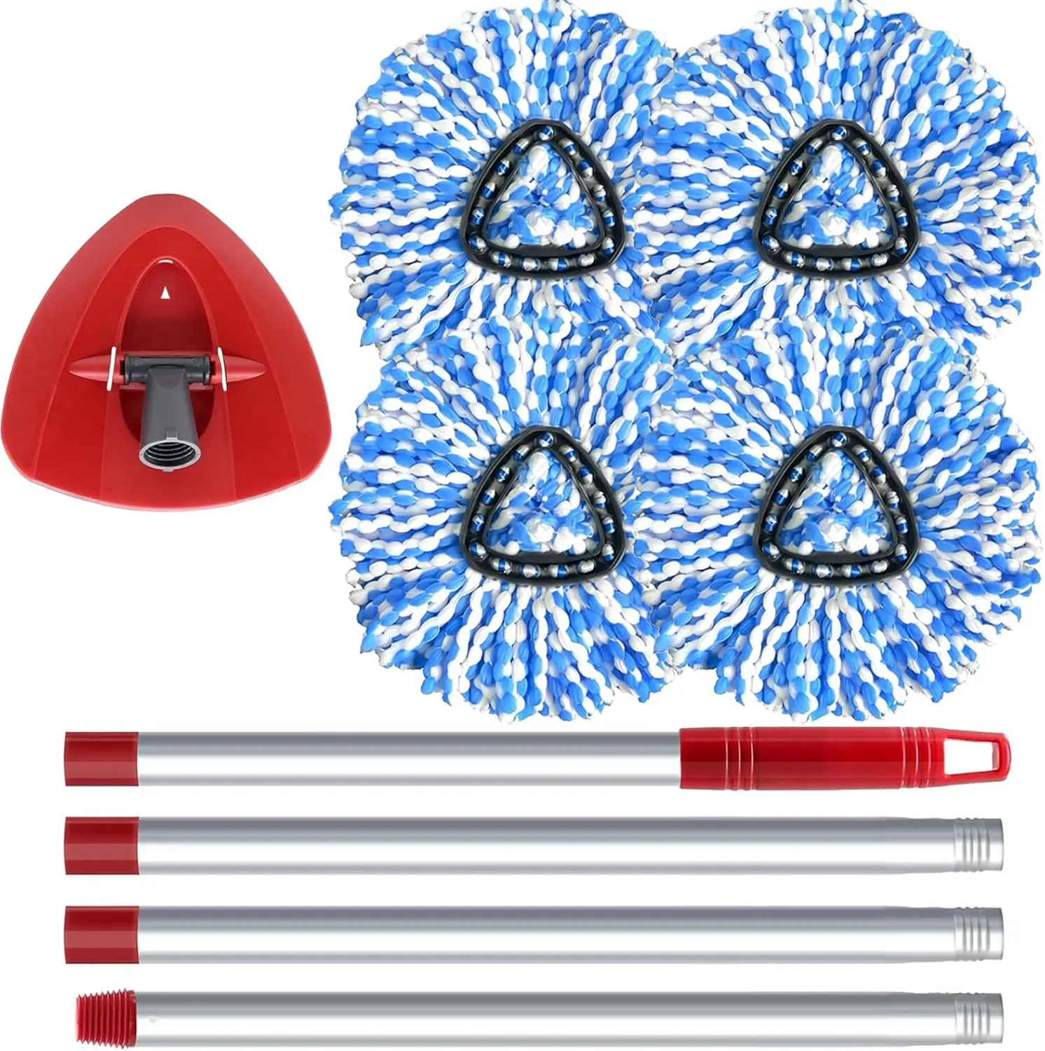 

Spin Mop Head Base Handle Replacement Kit 4 Microfiber Refills Adjustable 30 58in for Wood Tile Laminate Marble