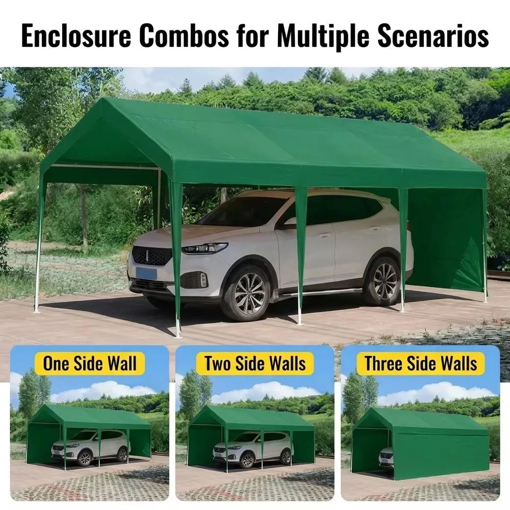 Heavy Duty Windproof Carport Tent UV Protected Folding Outdoor Garage Canopy Car Parking Shed Multi-Size 4x8m 5x6m